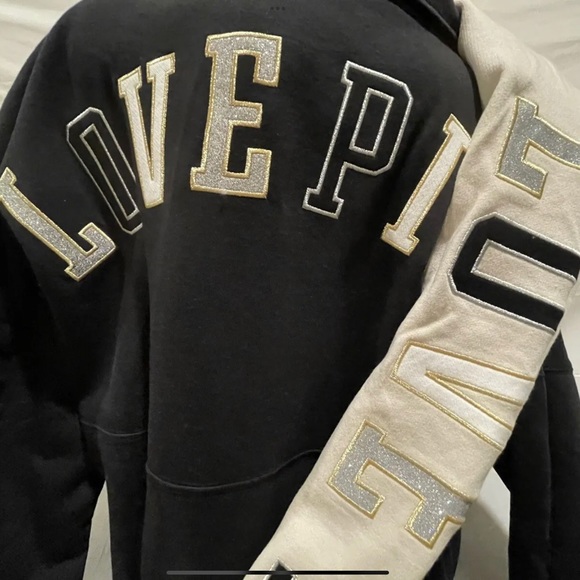 NEW VICTORIAS SECRET PINK BLING VARSITY FULL ZIP & LEGGINGS or JOGGERS 2PC SET - Picture 4 of 8